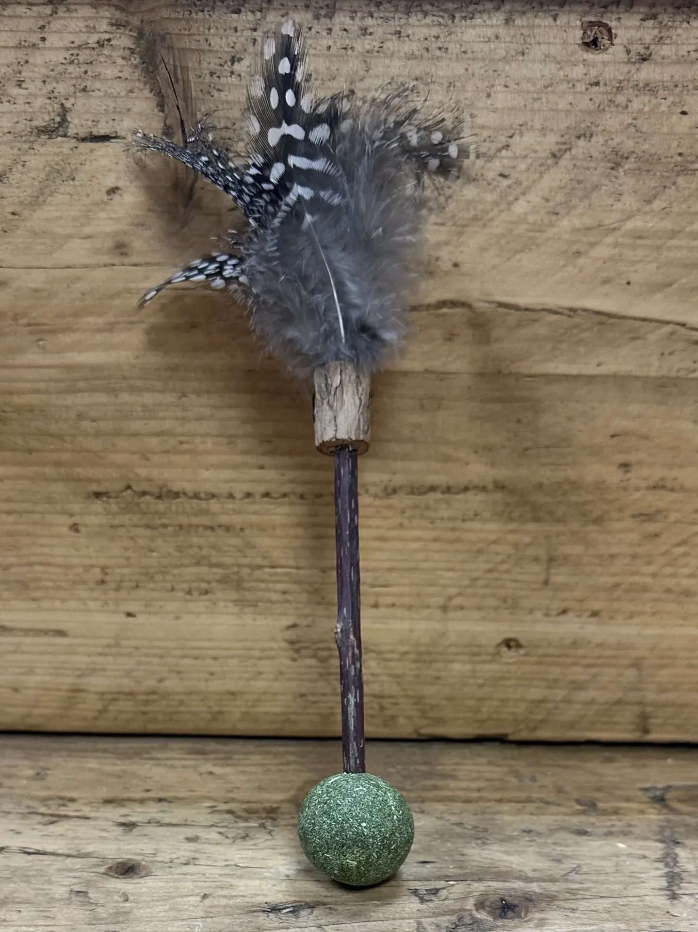 CHAT -  BÂTONNET PLUMES ET BALLE HERBE